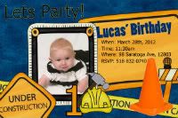 Under Construction - Birthday Party Invite & Photo Keepsake *Intro Price*