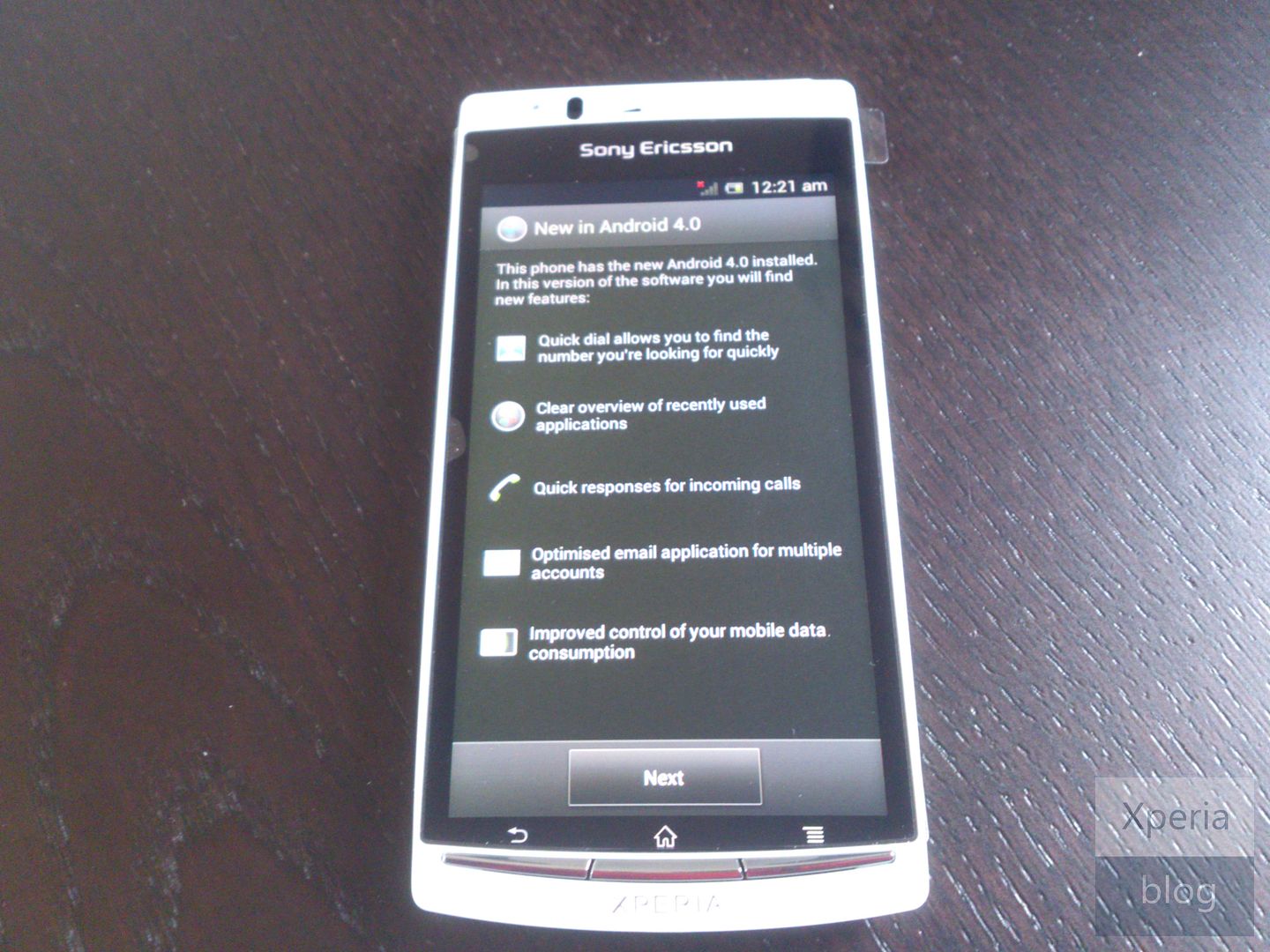 Xperia ICS first boot