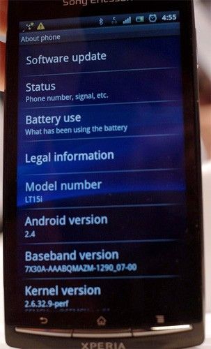 Xperia arc running Android 2.4 spotted