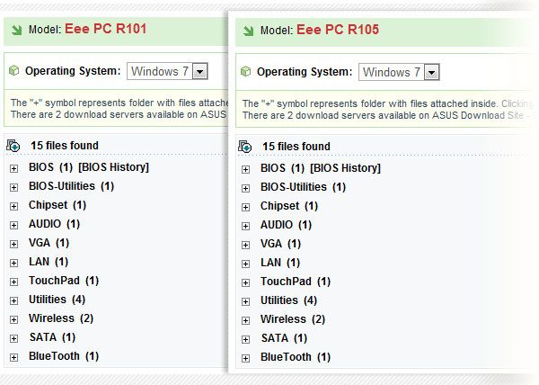 Asus Eee PC R101 and R105 netbooks