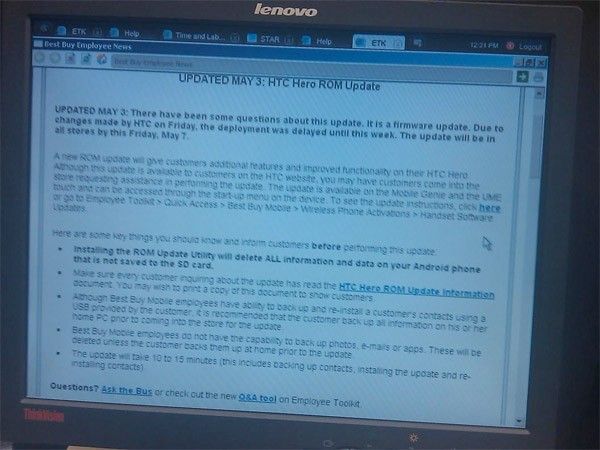 Sprint HTC Hero Android 2.1 update
