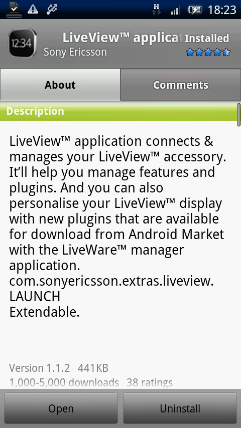 Sony Ericsson LiveView App