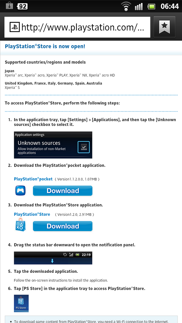 PlayStation Store now available on the Xperia S