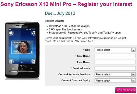 T-Mobile UK gets the X10 mini pro from July