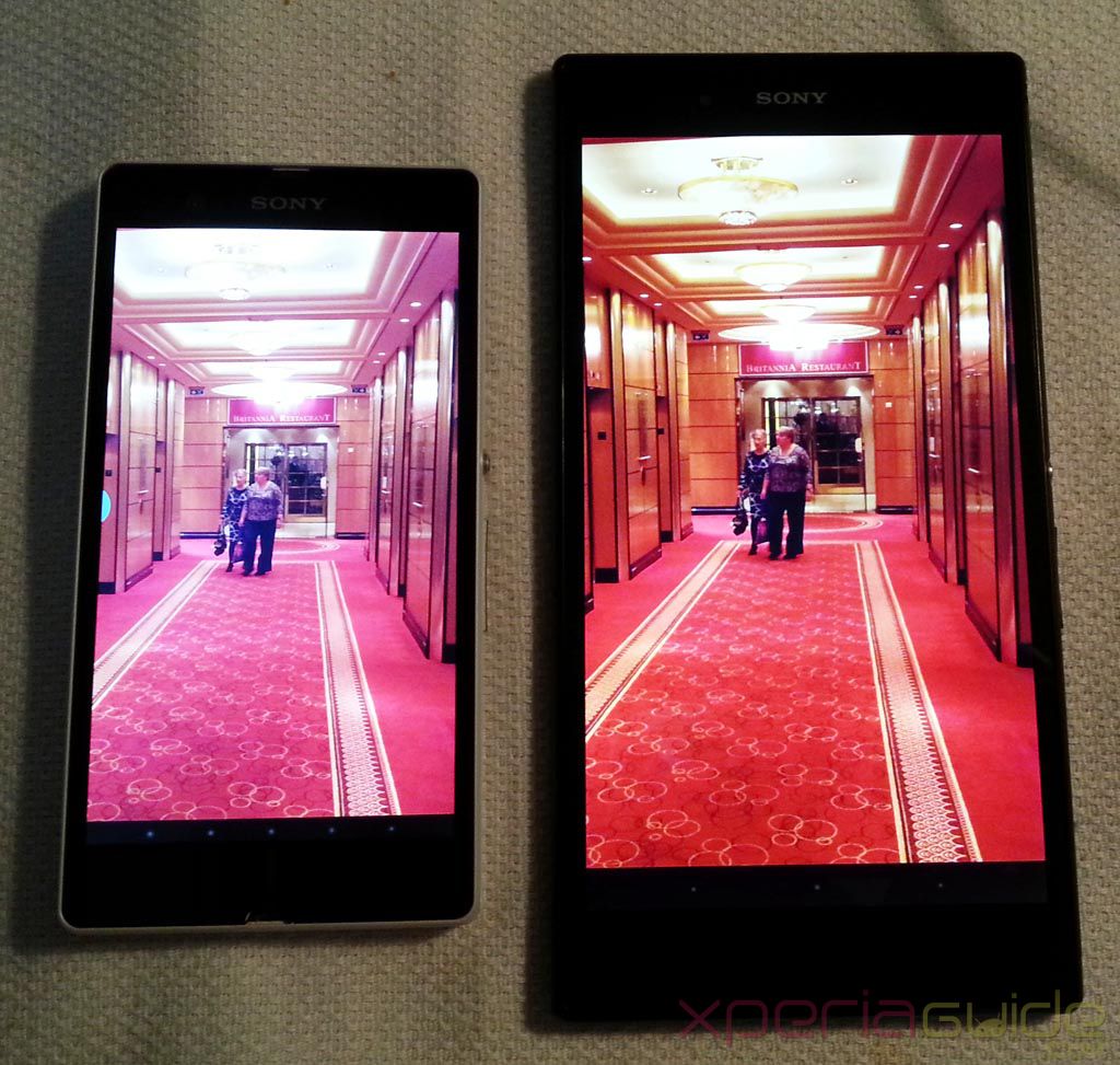 Xperia Z Ultra display against the Xperia Z