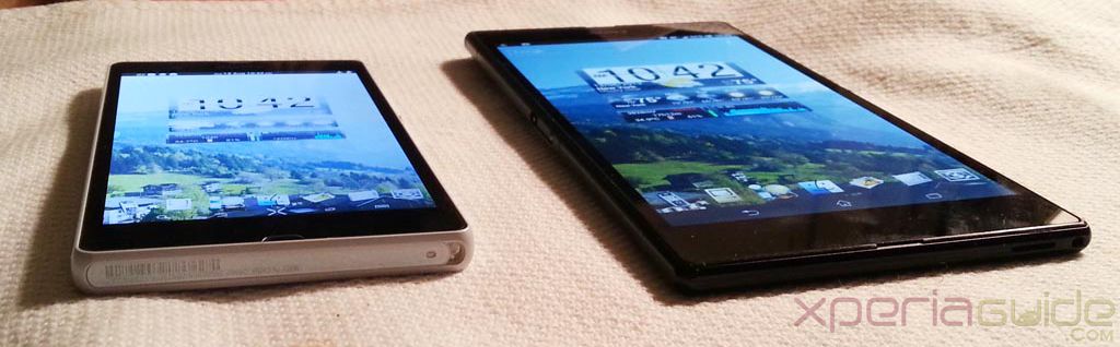 Xperia Z Ultra display against the Xperia Z