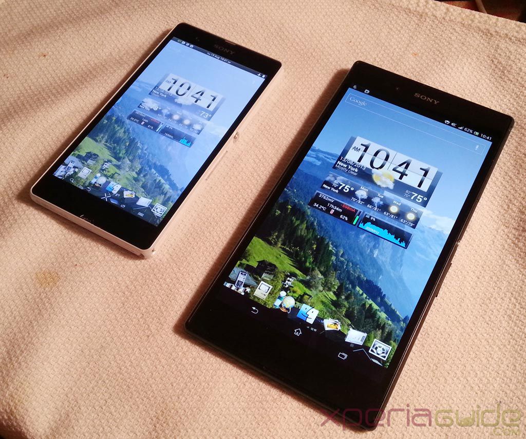 Xperia Z Ultra display against the Xperia Z