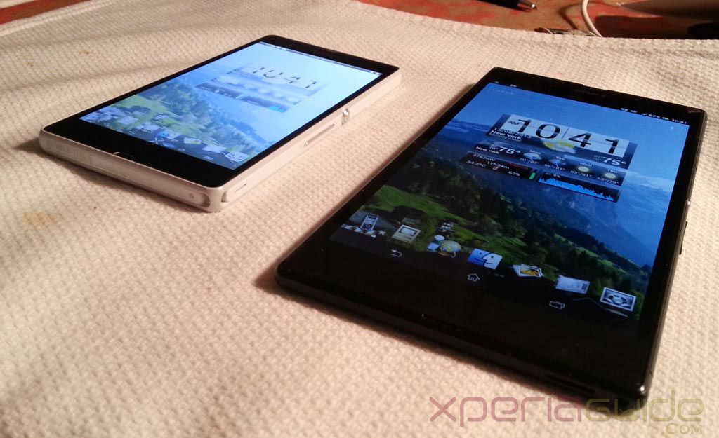 Xperia Z Ultra display against the Xperia Z