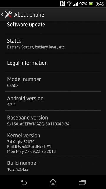 Xperia ZL Android 4.2.2 Jelly Bean update
