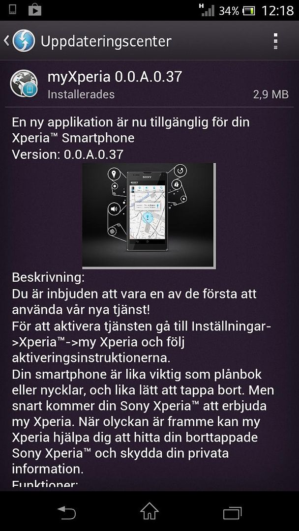 my Xperia rolling out to users in Sweden