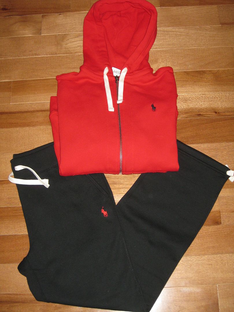 black and red polo sweat suit