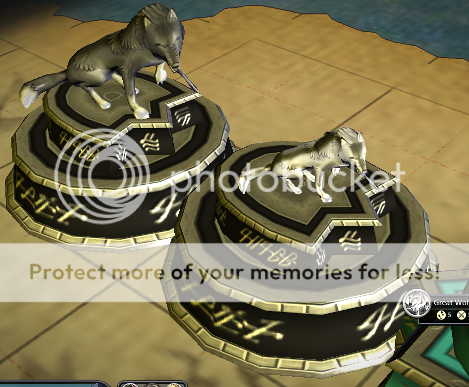 Screenshot of wolf tokens on cloth map