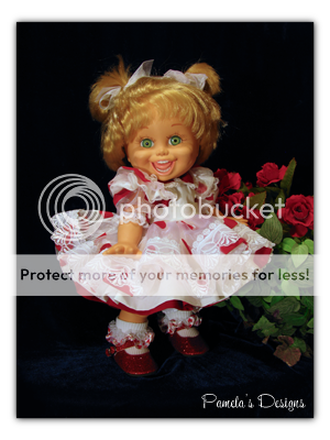 White and Red Sweetheart Pinafore Dress for Galoob Baby Face Doll 